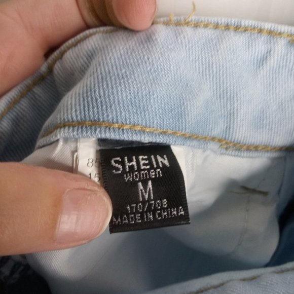 Shein High Waist Distressed Denim Shorts Medium - Picture 3 of 5
